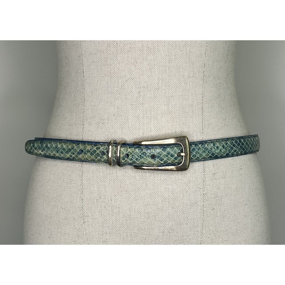 LIZ CLAIBORNE Blue Genuine Snakeskin Belt FE722410 Womens Large